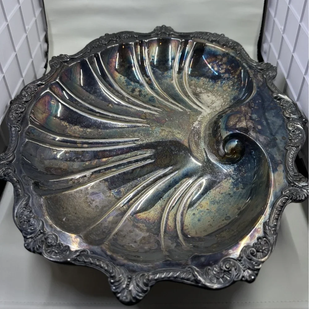 Poole‎ Silver Plate Old English Shell Centerpiece Bowl EPC Nautilus 5013